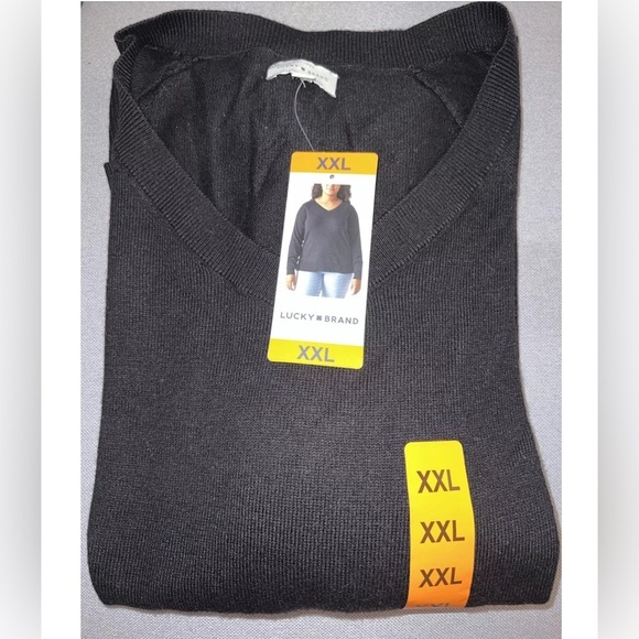 Lucky Brand Women's Black V-Neck Sweater, XX-Large - Picture 4 of 9